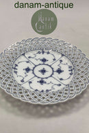 Royal Copenhagen Blauer geriffelter durchbrochener Teller Antik