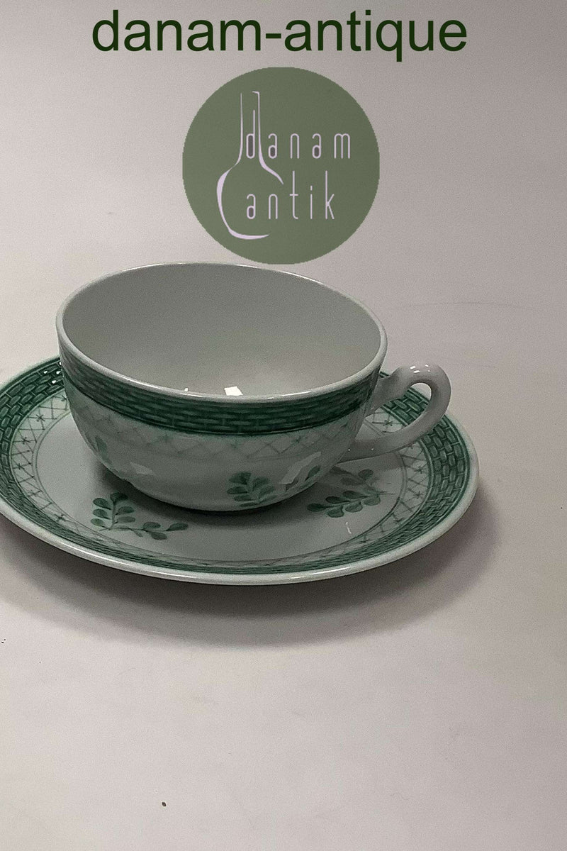 Royal Copenhagen Green Tranquebar Teacup with Saucer No 957