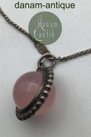 Georg Jensen纯银吊坠，编号9C（玫瑰石英）。