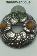 Georg Jensen Sterling Sølv (Jubilæums) Broche No. 42 (Rav)