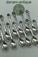 Sæt Dansk Arbejde (DTA) Sølv Kaffeskeer med Rav (12)