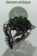 Georg Jensen Sterling Sølv Ring No. 10 Moonlight Blossom Sort Agat.