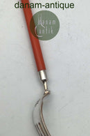 Hans Hansen Sølv Amalie Barnegaffel Orange Emalje