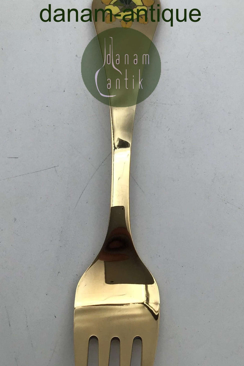 Georg Jensen Årsgaffel 1991 Forgyldt Sterling Sølv med emalje.