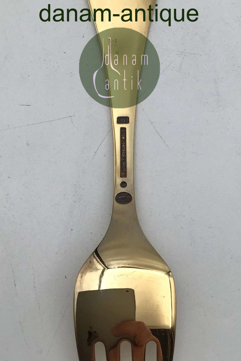 Georg Jensen Årsgaffel 1992 Forgyldt Sterling Sølv med emalje.