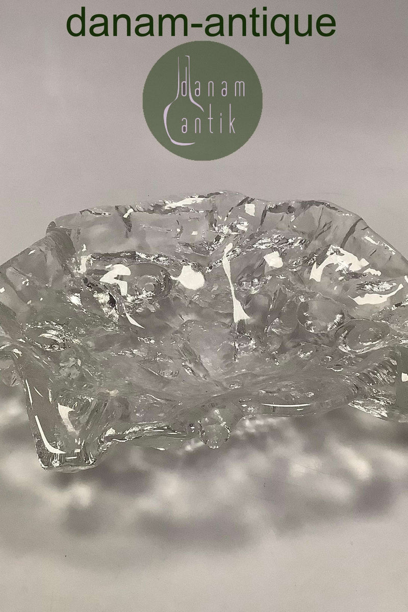 Stor Svensk Glas kunst skål med marine emner