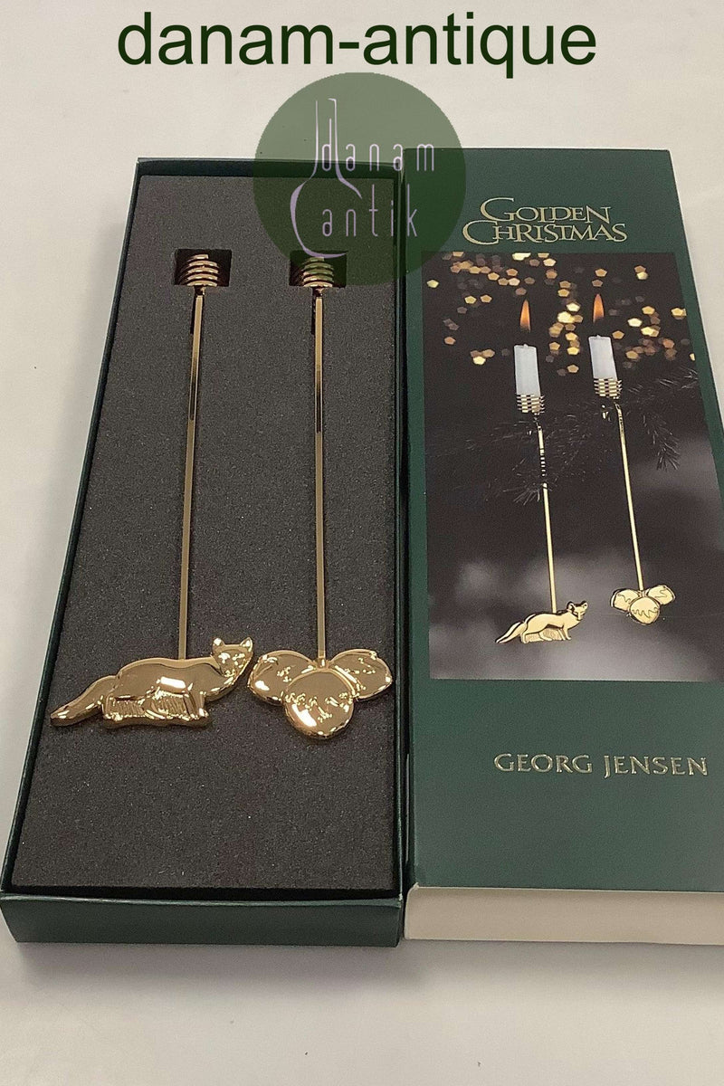 Georg Jensen Golden Christmas Lyseholder - Ræv og Hasselnød 2002