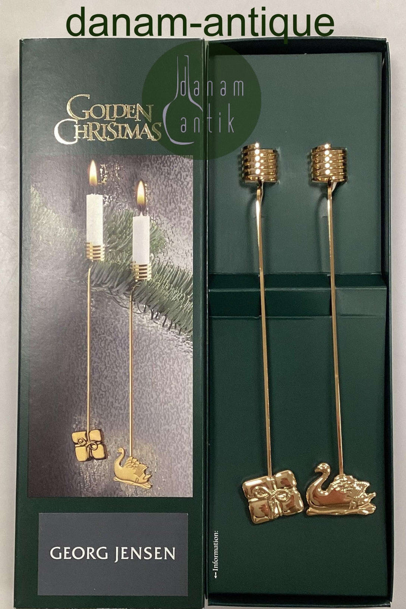 Georg Jensen Golden Christmas Lyseholder - Svane  og Gave 2000