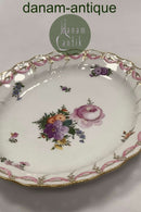 Royal Copenhagen Fuld Saksisk Blomst Gennembrudt Ovalt Fad til Frugtkurv No 1580