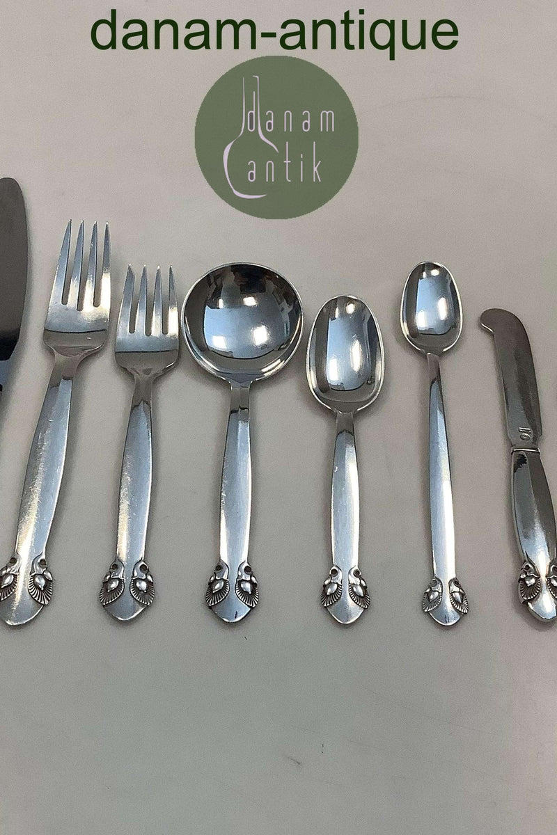 Georg Jensen Sterling Silber Kiefer Besteck Set für 12 Personen 95p