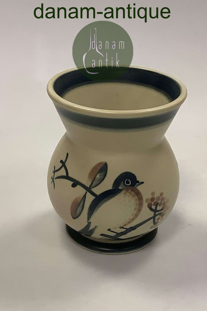 Royal Copenhagen Vase i Mat Jern Glasur med Fugl No 10 / 33