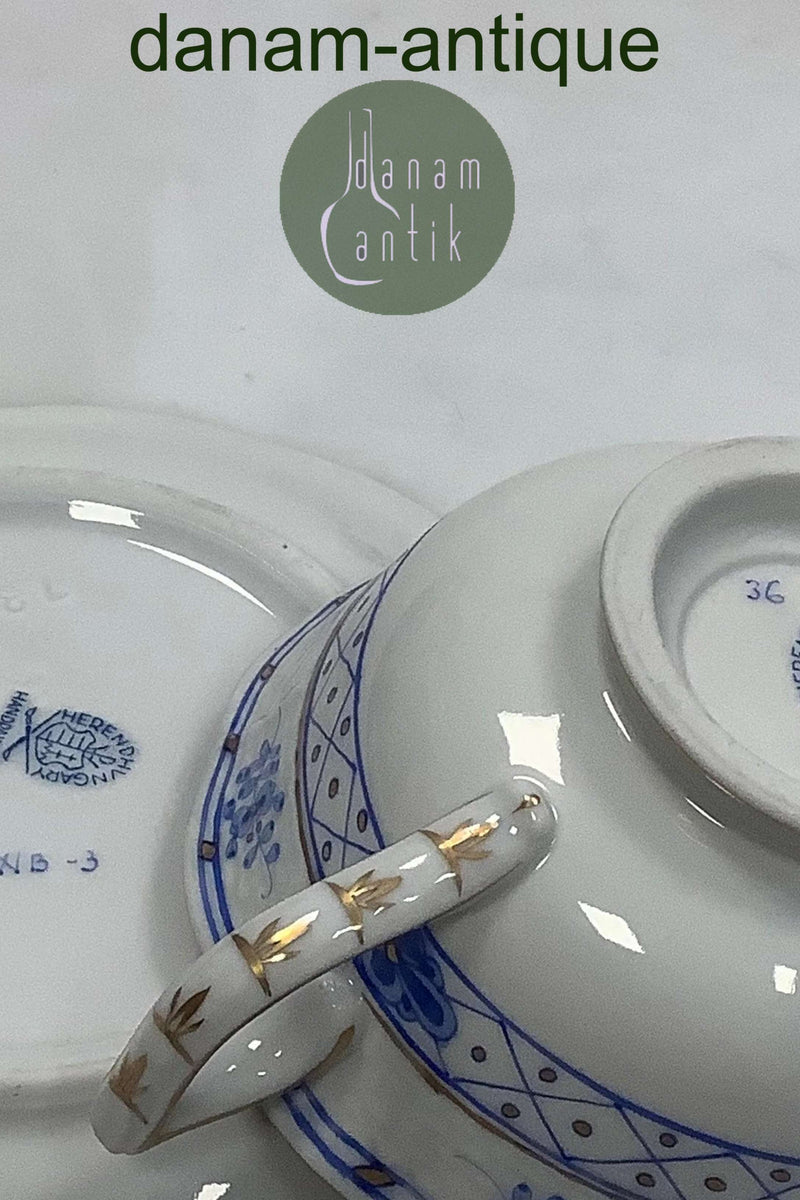 Herend Ungarn Thekop med underkop i Blå overglasur