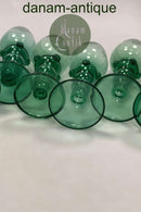 一套6个绿色的Rømer玻璃杯，带玫瑰花纹和弧形底座/平底