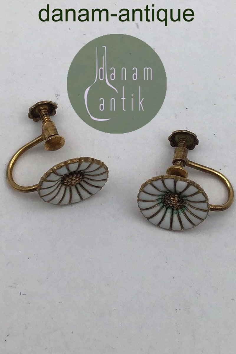 Anton Michelsen Forgyldt Sterling Sølv Marguerit Øreringe