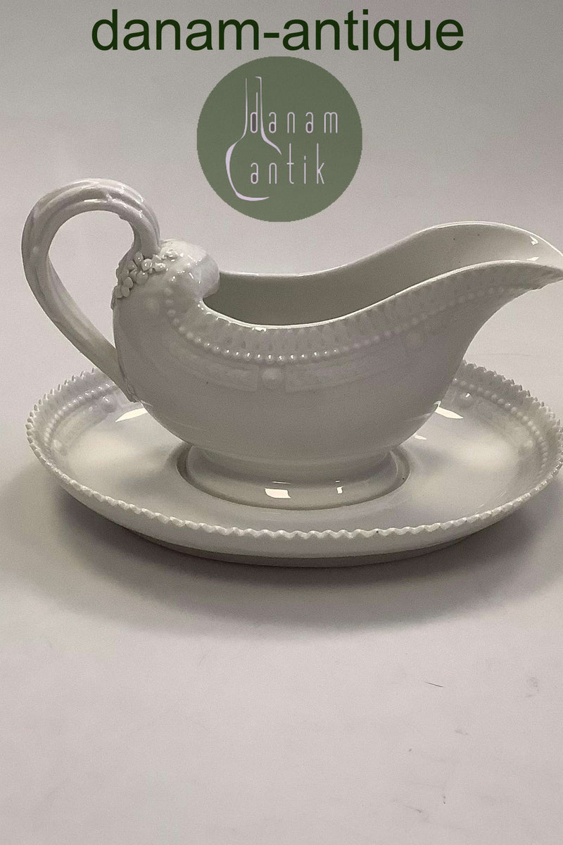 Royal Copenhagen White Flora Danica Pearl Pattern  Gravy Bowl No 3556 Measures 23 cm x 15 cm (9 1/16" x 5 29/32") Marked as second sorting