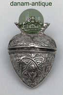 Dansk ? Sølv Hovedvandsæg Hjerteformet m Krone