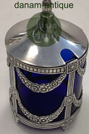 Sennepskrukke i Blåt glas med Sterling Sølv montering og Låg Svensk Mema
