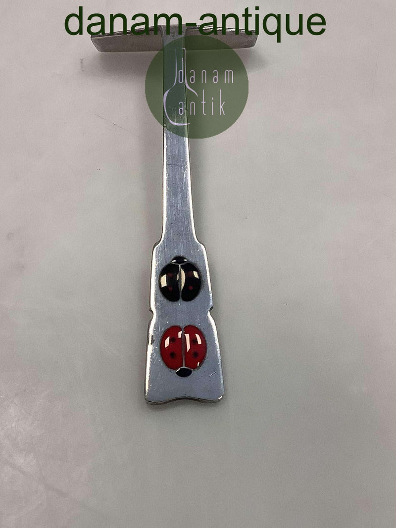 Anton Michelsen Babyskraber i Sterling Sølv med Mariehøns i emalje