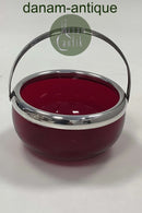 Dansk Glas Sukkerskål med sølvplet montering