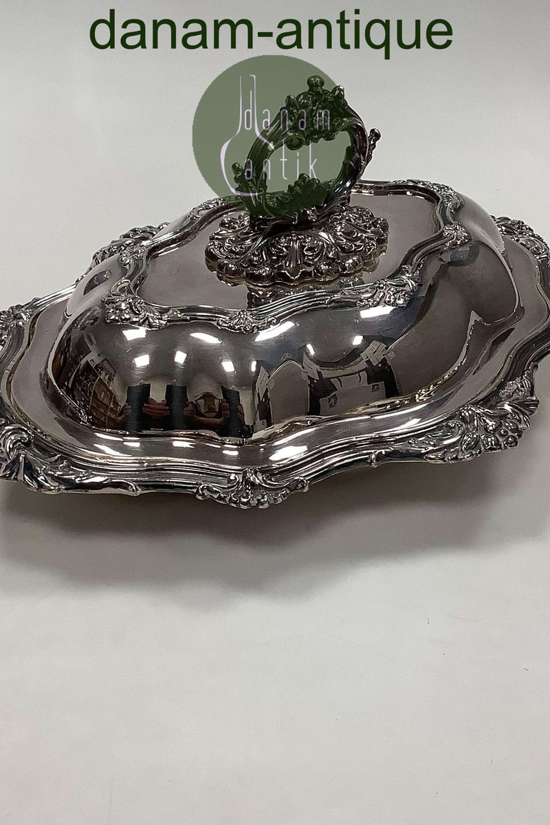 Oval Serverings lågfad i Sølvplet