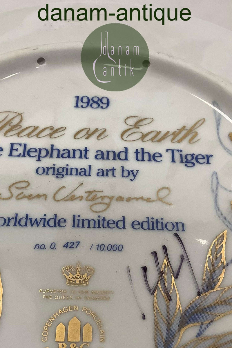Bing og Grøndahl Peace on Earth Platte 1989 Elefant og Tiger