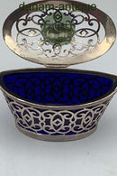 Engelsk William Comyns & Sons Ltd Sterling Sølv skål med låg og glasindsats