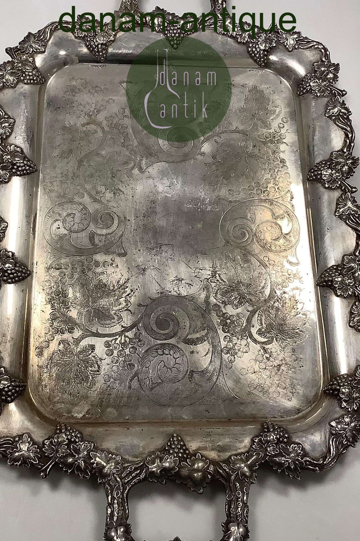 Large English Silver Plated Tray with Handle No 7210