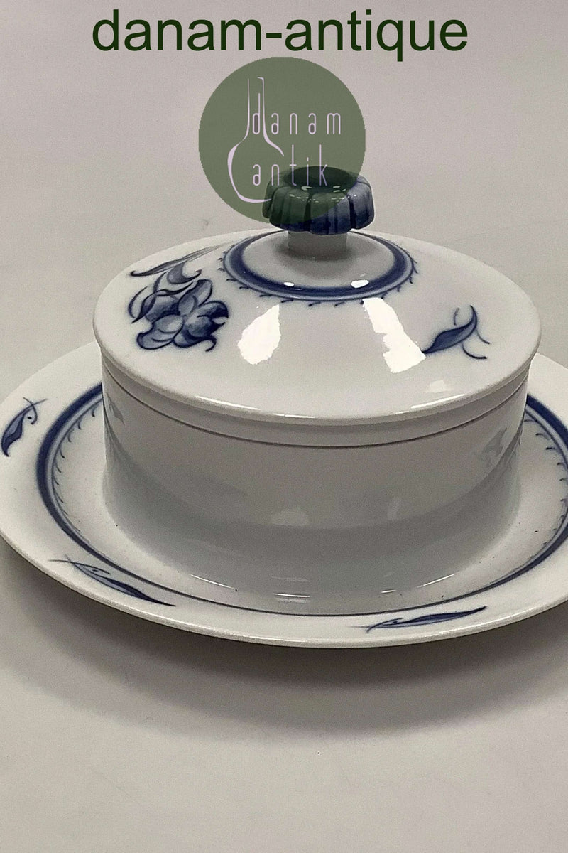 Bing og Grøndahl Jubilæumsstel / Blå Nellike Smørskål med låg