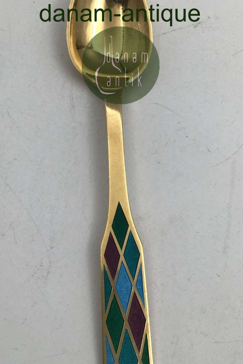 Georg Jensen Harlekin Sterling Sølv Kaffeske Forgyldt med emalje