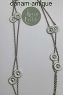 Georg Jensen Sterling Sølv Forgyldt Daisy Halskæde Hvid Emalje