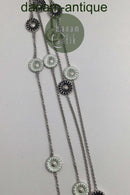 Georg Jensen Sterling Sølv Forgyldt Daisy Halskæde Sort / Hvid Emalje