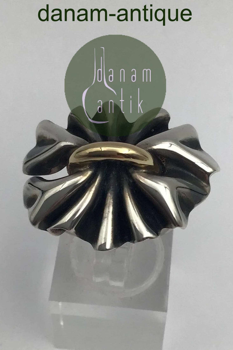 Georg Jensen Sterling Sølv / Guld Ring No. 400 Lene Munthe