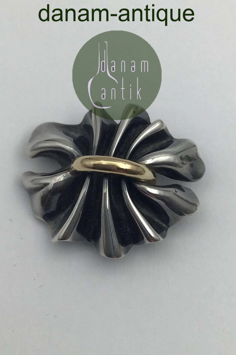 Georg Jensen Sterling Sølv / Guld Broche No 400 Lene Munthe