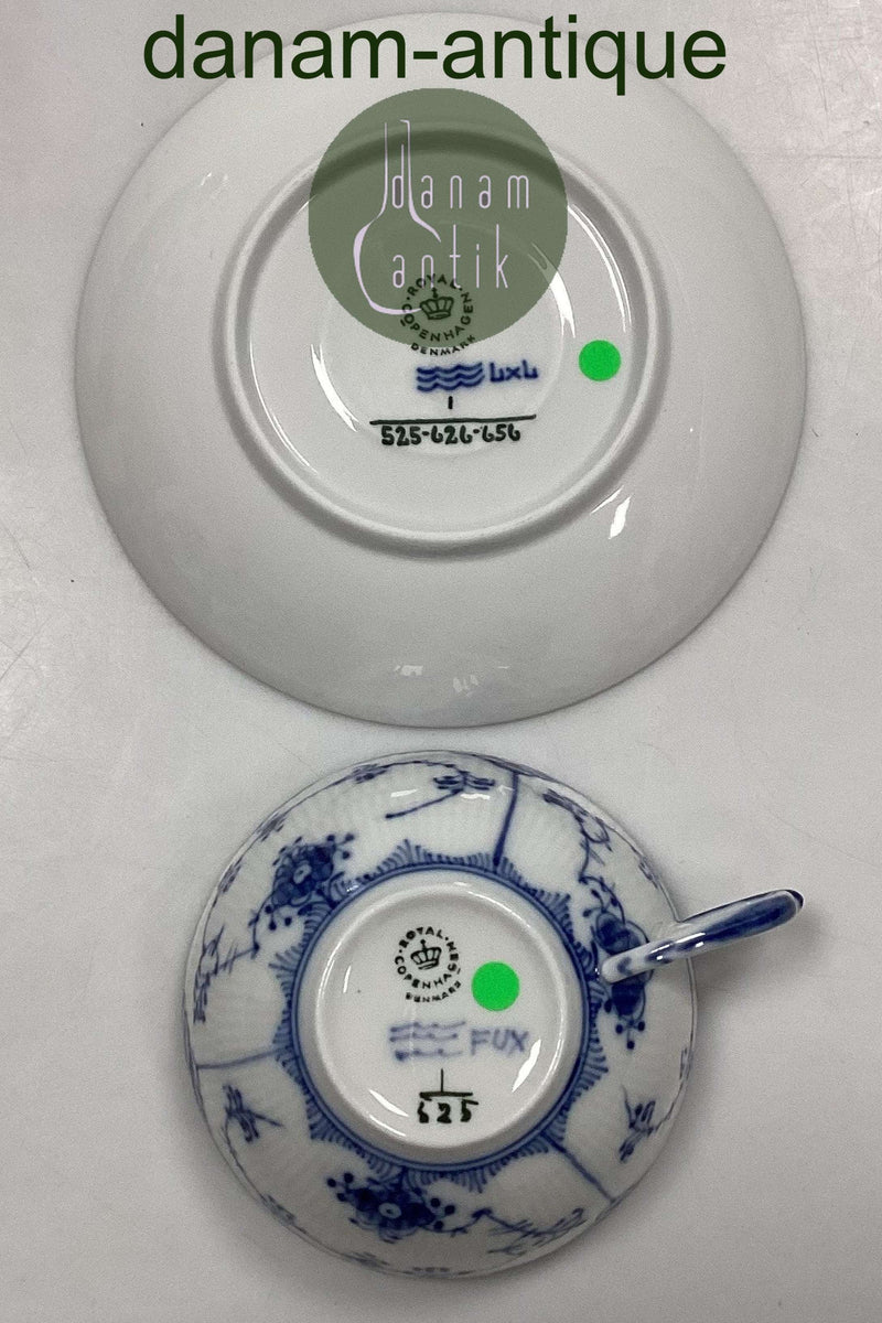 Royal Copenhagen Musselmalet Halvblonde Tekop og Underkop No. 525