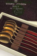 Georg Jensen Sterling Sølv Forgyldt Ornamental Moccaske (Rød emalje)(6)