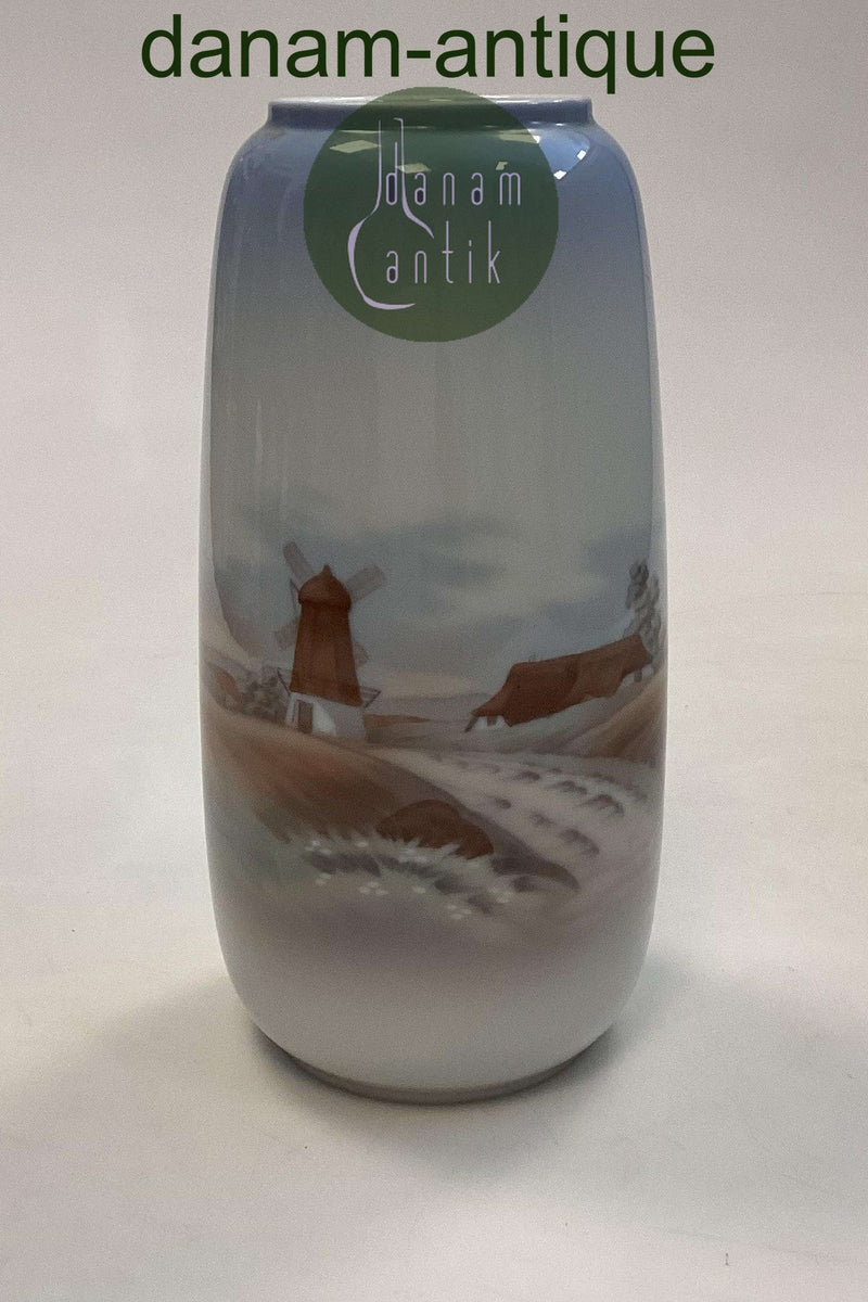Lyngby Porcelæn Vase med Mølle No. 130-2/93