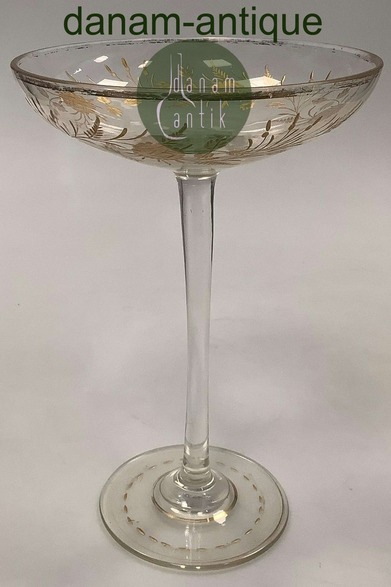 Antik Glas opsats med guld dekoration