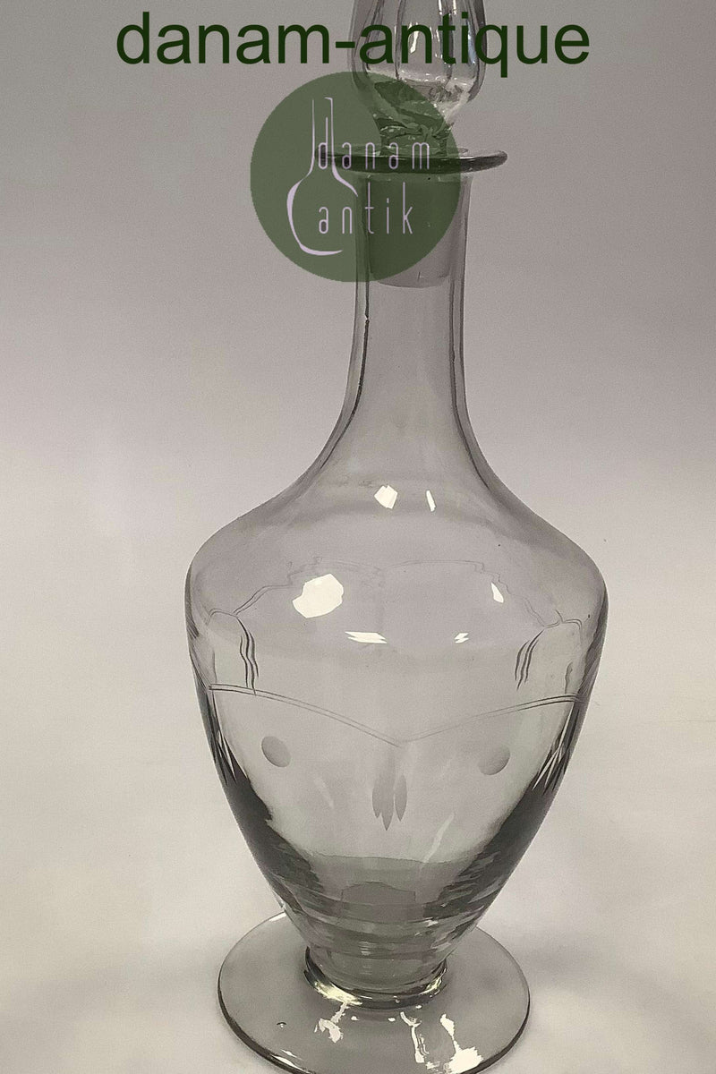 Dansk / Holmegaard Glas Karaffel med slibning