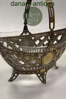 Messing skål med håndtag og glas indsats