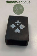 Tændstikæske i træ med sølvindlæg af kortkulør