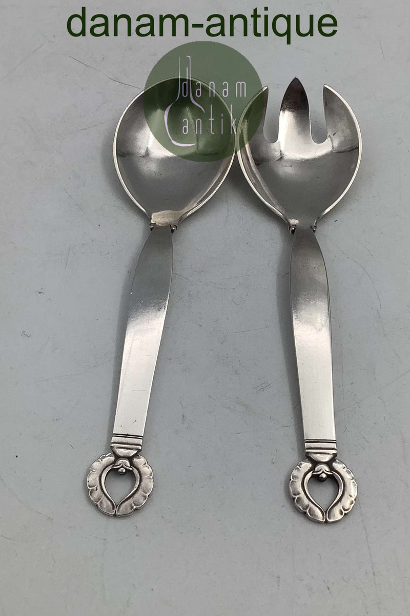 Georg Jensen Sterling Sølv Lille Salatsæt Ornamental