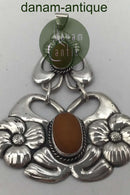 Dansk Sølv Skønvirke Art Nouveau Vedhæng med Rav