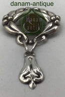 Dansk Sølv Skønvirke Art Nouveau Broche med Rav