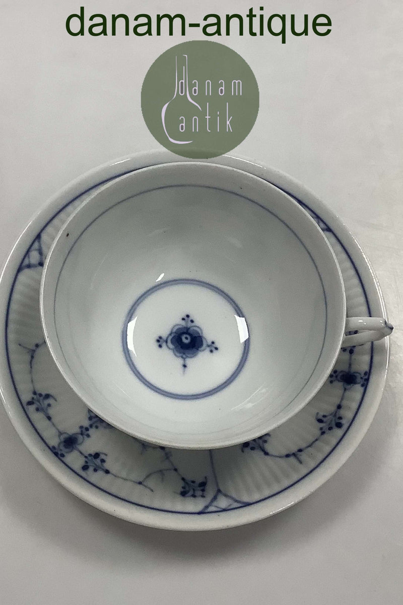 Bing og Grøndahl Blålmalet / Musselmalet Riflet Stor Thekop og underkop