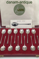 Francis Howard, Sheffield, England, Sterling Silver, Queen Anne, Coffee spoon + Mocha spoon (6+6)