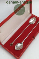 Dansk Krone DGS Sterling Sølv Cocktail Ske / Latte Ske / Is Ske (2)