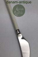 Hans Hansen Amalie Spisekniv i Sølvplet med Hvid Emalje Håndtag