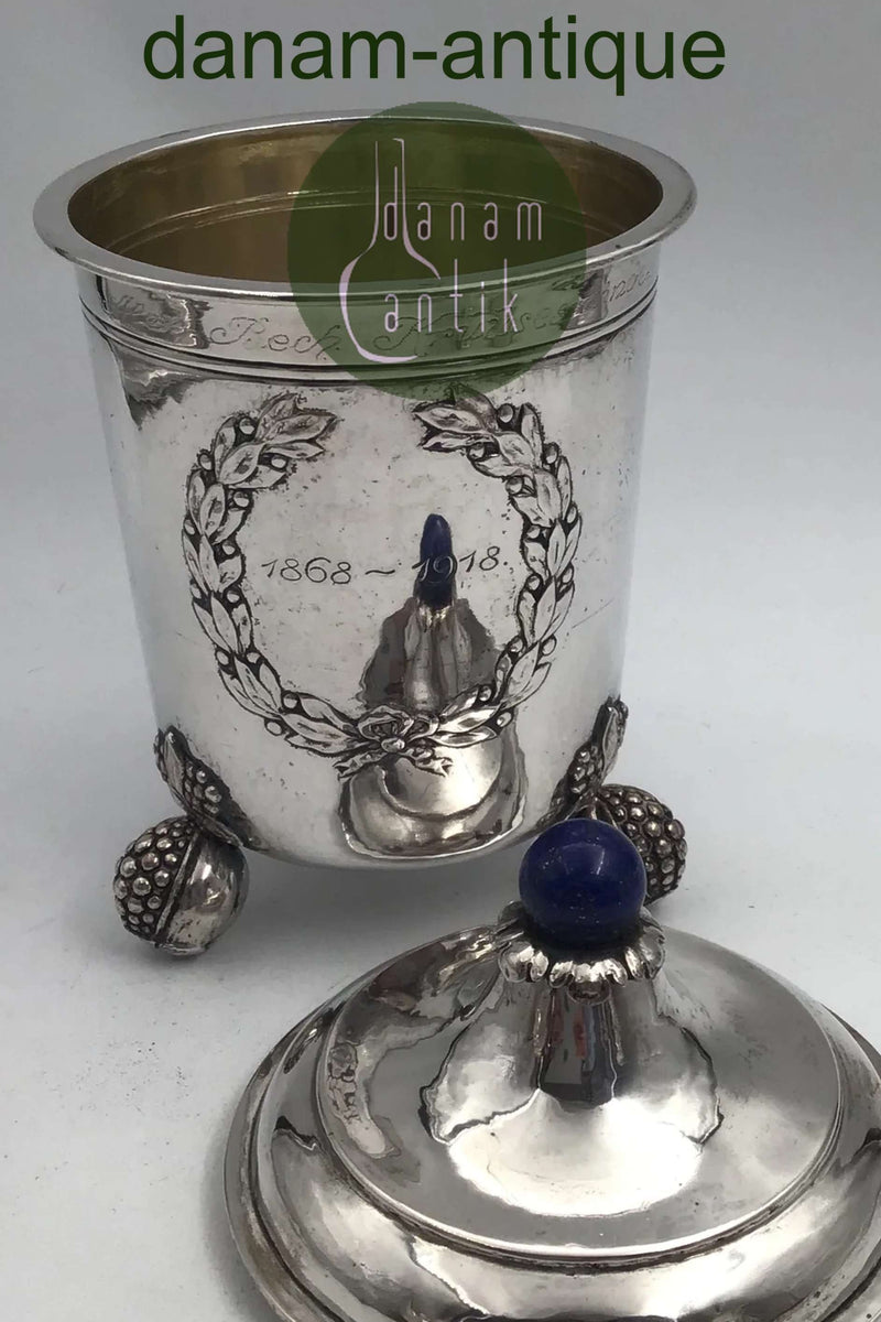 A. Dragsted Sølv Låg-Pokal (1917) (Lapis Lazuli)