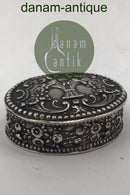 Norwegian? Silver Oval Pill Box Flower Motif