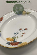 Royal Copenhagen Stel No 93 Hvid Halvblonde m. Blomster og Guldkant Ovalt Fad 30cm